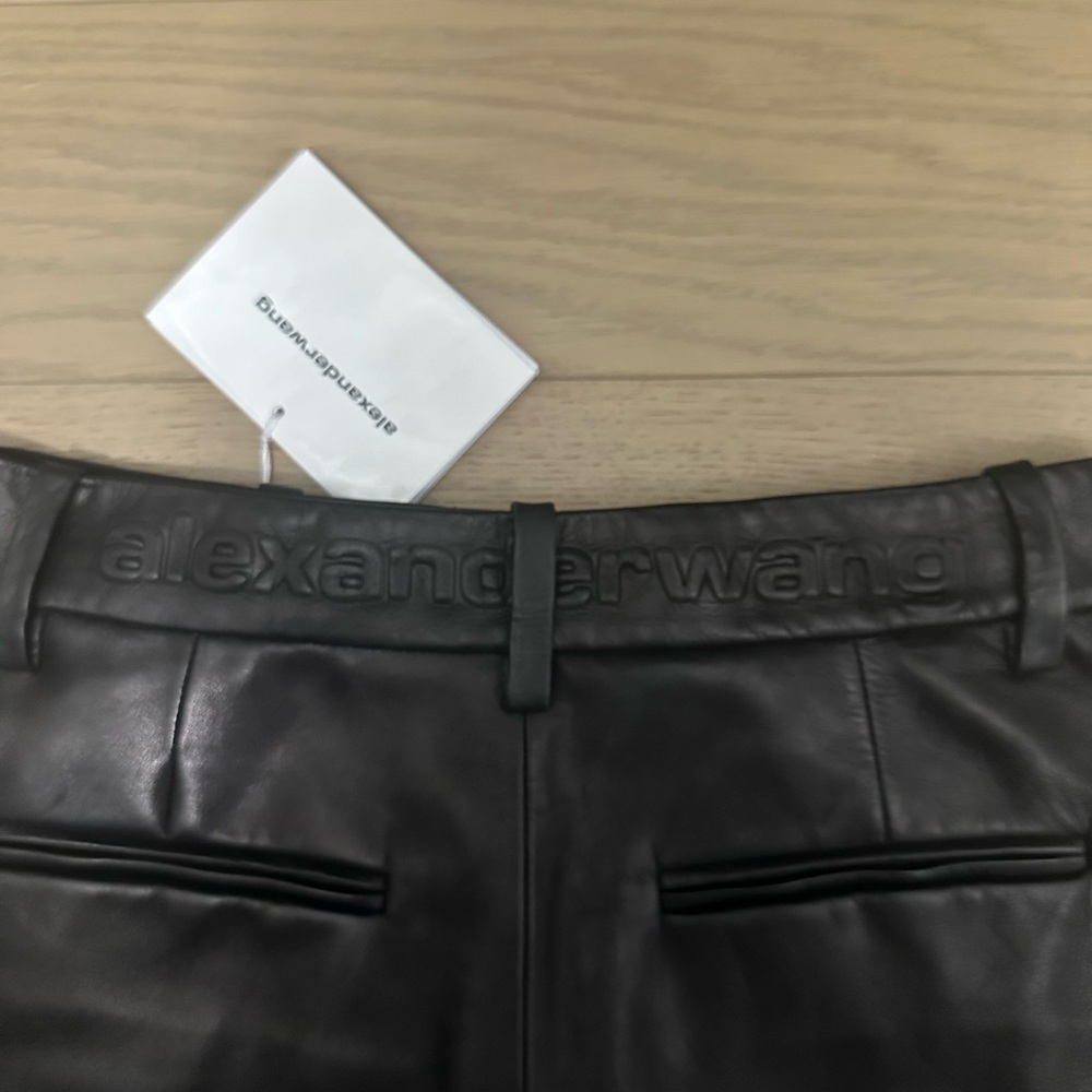 Alexander Wang Leather Wide Leg Embossed Trousers Women Size 0 - Picture 9 of 14
